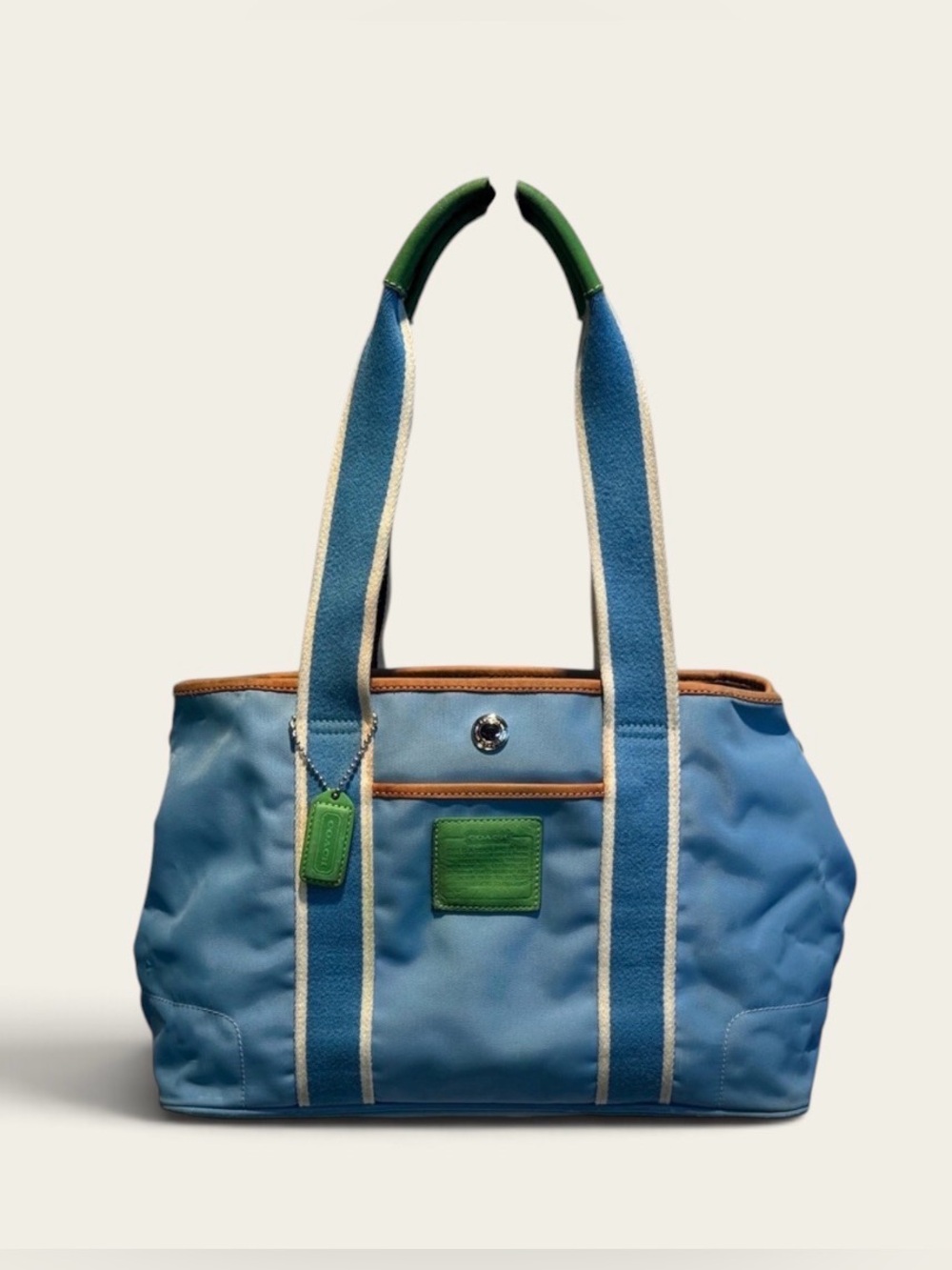Coach Blue and Green Tote Bag
